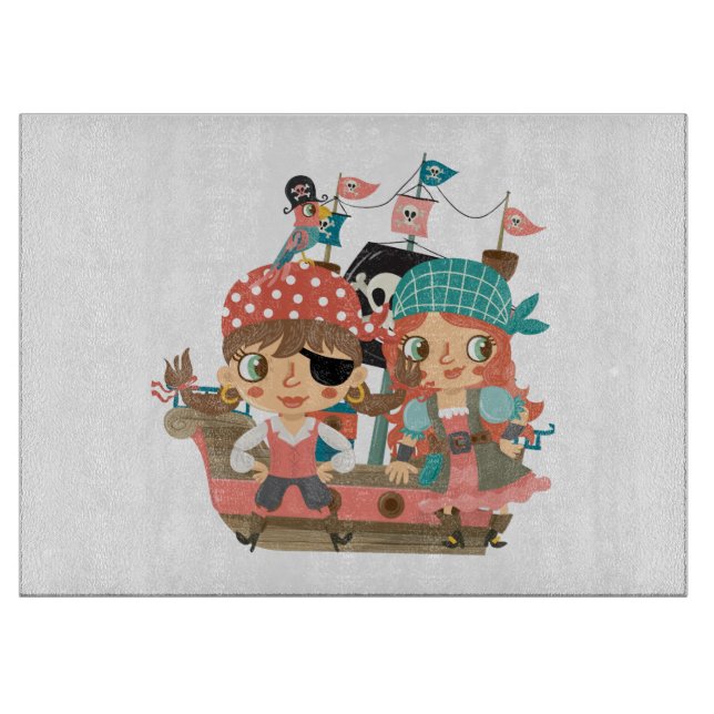 Girly Pirates Cutting Board (Front)