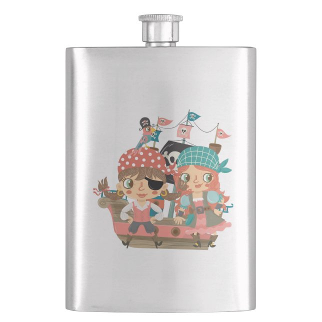 Girly Pirates Hip Flask (Front)