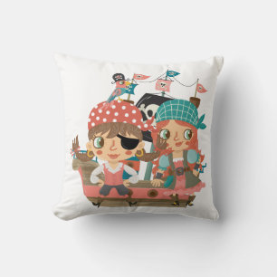 Girly Pirates Throw Pillow
