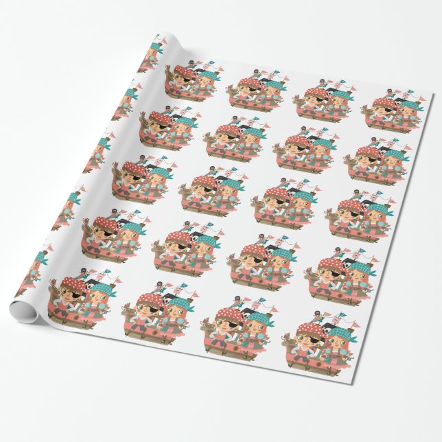 Girly Pirates Wrapping Paper (Unrolled)