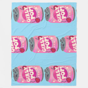 Girly Pop Cherry Soda Can Retro Y2K Pink Fleece Blanket