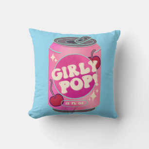Girly Pop Cherry Soda Can Retro Y2K Pink Throw Pillow