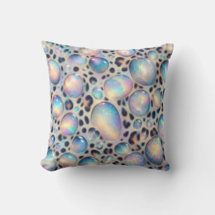 Girly Posh Leopard Print Opal Throw Pillow