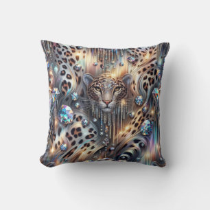 Girly Posh Leopard Print Opal Throw Pillow