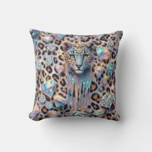 Girly Posh Leopard Print Opal Throw Pillow
