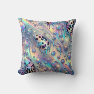 Girly Posh Leopard Print Opal Throw Pillow