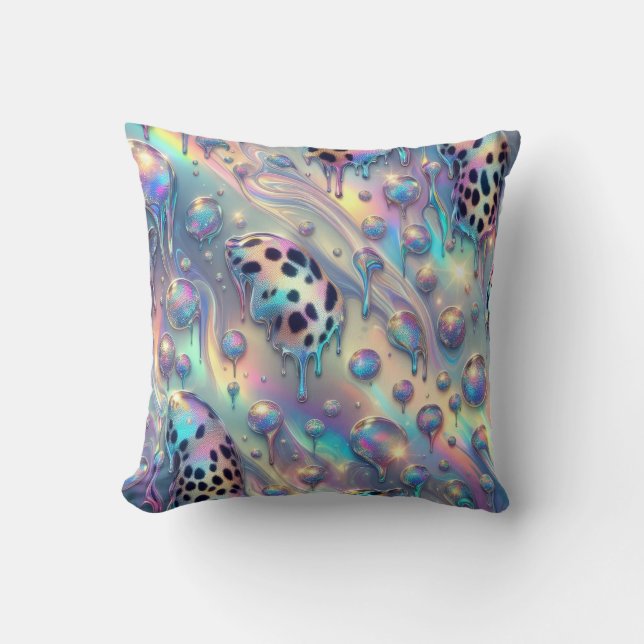 Girly Posh Leopard Print Opal Throw Pillow (Front)
