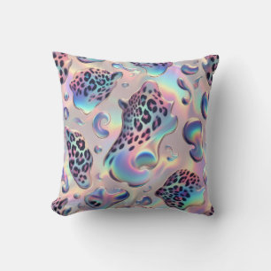 Girly Posh Leopard Print Opal Throw Pillow