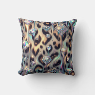 Girly Posh Leopard Print Opal Throw Pillow