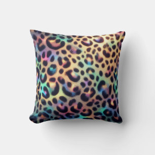 Girly Posh Leopard Print Opal Throw Pillow