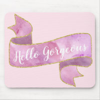 Girly Pretty Blush Pink Hello Gorgeous Gold Ribbon
