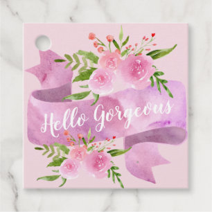 Girly Pretty Chic Floral Blush Pink Hello Gorgeous Favour Tags