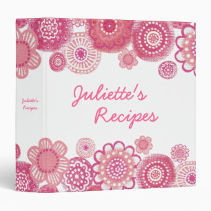 Girly Pretty Pink Recipe Binder Organizer