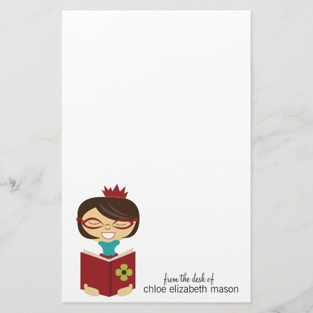 Girly Princess Bookworm Stationery (Front)