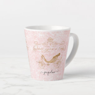 Girly Princess Once Upon a Time Gold Glitter Name Latte Mug