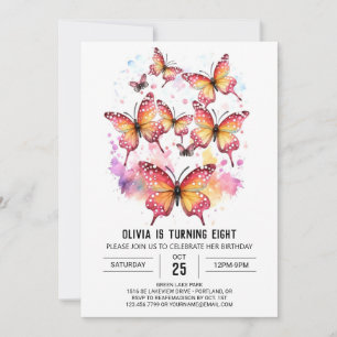 Girly Printable Butterfly Girl Birthday Invitation