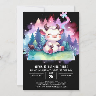 Girly Printable Cow Birthday Invitation
