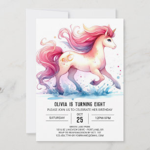 Girly Printable Horse Birthday Invitation