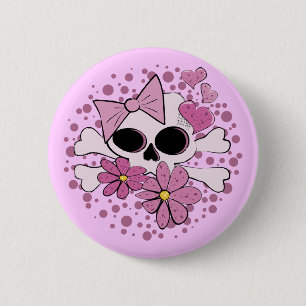 Girly Punk Skull 2 Inch Round Button