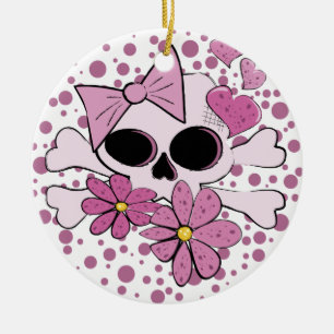Girly Punk Skull Ceramic Ornament