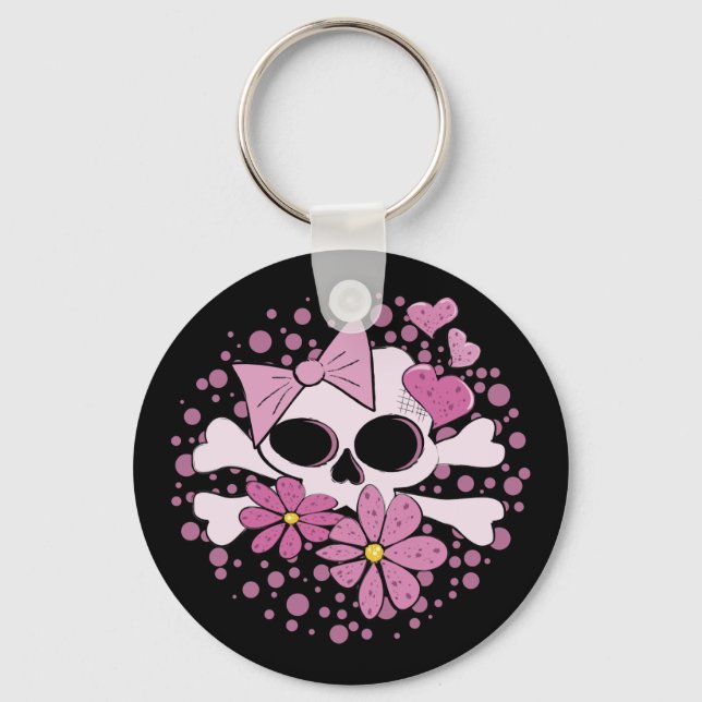 Girly Punk Skull Keychain (Front)