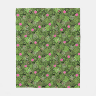 Girly Punk Skulls on Flower Camo background Fleece Blanket