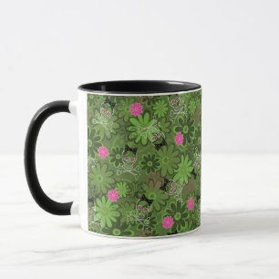 Girly Punk Skulls on Flower Camo background Mug