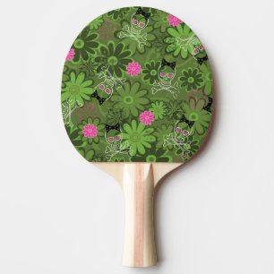 Girly Punk Skulls on Flower Camo background Ping Pong Paddle