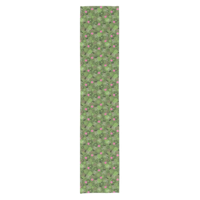 Girly Punk Skulls on Flower Camo background Short Table Runner (Front)