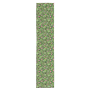 Girly Punk Skulls on Flower Camo background Short Table Runner