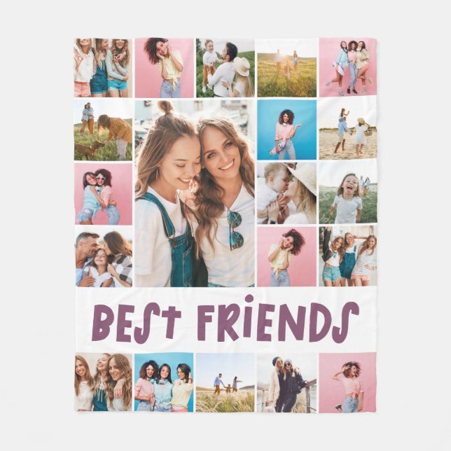 Girly purple 20 photo best friend modern simple fleece blanket (Front)
