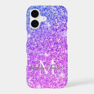Girly Purple and Pink Glitter Monogram Name   