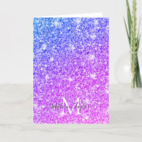 Girly Purple and Pink Glitter Monogram Name   