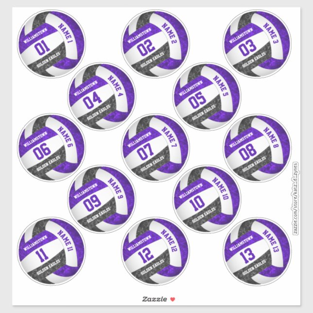girly purple black volleyball player names set 13 (Sheet)