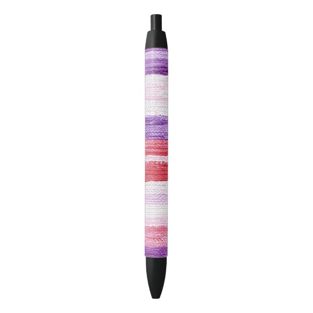 Girly Purple Blush Pink Red Stripes Christmas Black Ink Pen (Front Vertical)