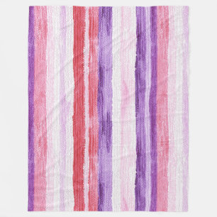 Girly Purple Blush Pink Red Stripes Christmas Fleece Blanket