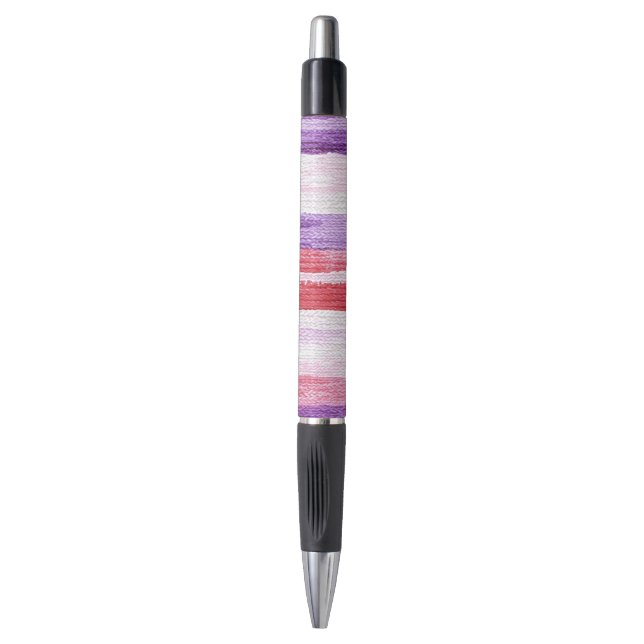 Girly Purple Blush Pink Red Stripes Christmas Pen (Front Vertical)