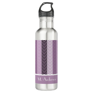 Girly Purple Chevron Stripes Pattern With Name 710 Ml Water Bottle