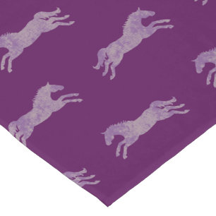 Girly Purple Classic Equestrian Horses Long Table Runner