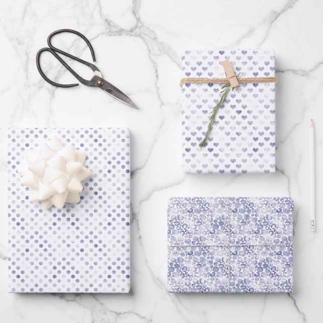 Girly Purple Dots Hearts Leopard Print Wrapping Paper Sheet (Front)