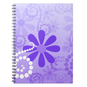 Girly Purple Floral Retro Flowers Notebook