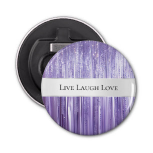 Girly Purple Glam Glitzy Tinsel Stripes Bottle Opener