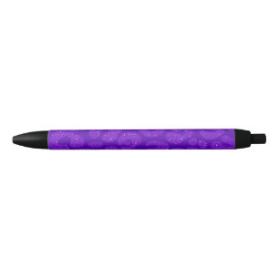 Girly Purple Glitter leopard print Black Ink Pen