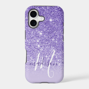 Girly Purple Glitter Monogram Name