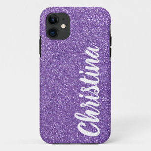 Girly Purple Glitter Name Personalized iPhone 11 Case