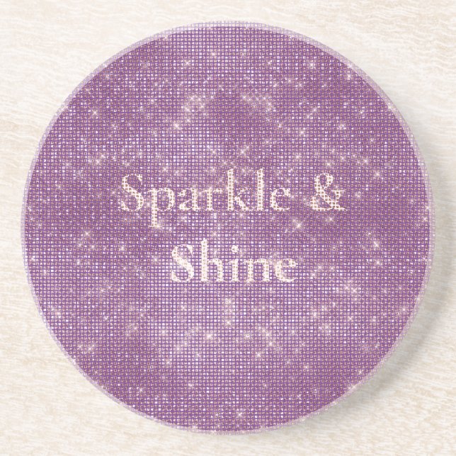 Girly Purple Glitzy Sparkle  Coaster (Front)