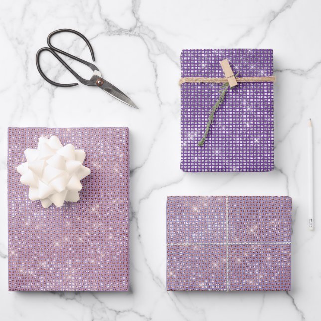 Girly Purple Glitzy Sparkle  Wrapping Paper Sheet (Front)