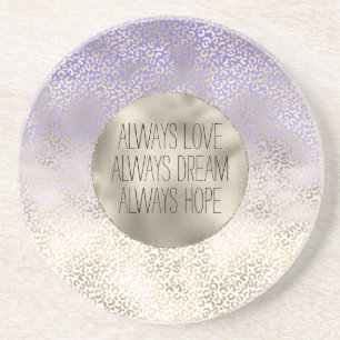 Girly Purple Gold Ombre Leopard Print Coaster