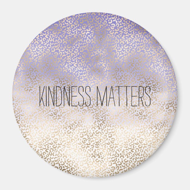 Girly Purple Gold Ombre Leopard Print Magnet (Front)