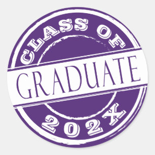 Girly Purple Graduate  Classic Round Sticker